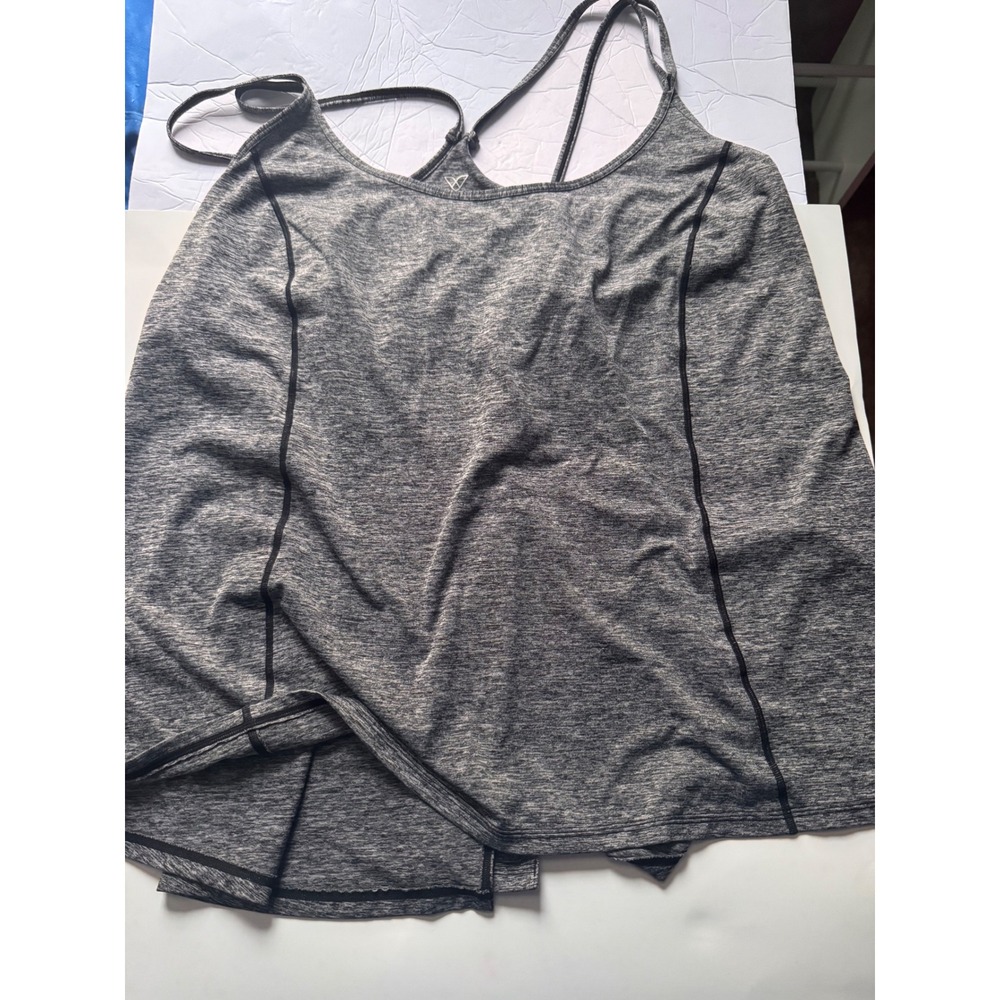 Livi Active Womens Gray Space Dye Racerback Split Back Tank Top Size 22